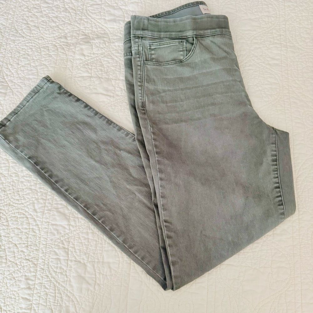 Soft Surroundings Ultimate Relaxed Pull On Jean Style Pants Sage Green Size M - Picture 2 of 11